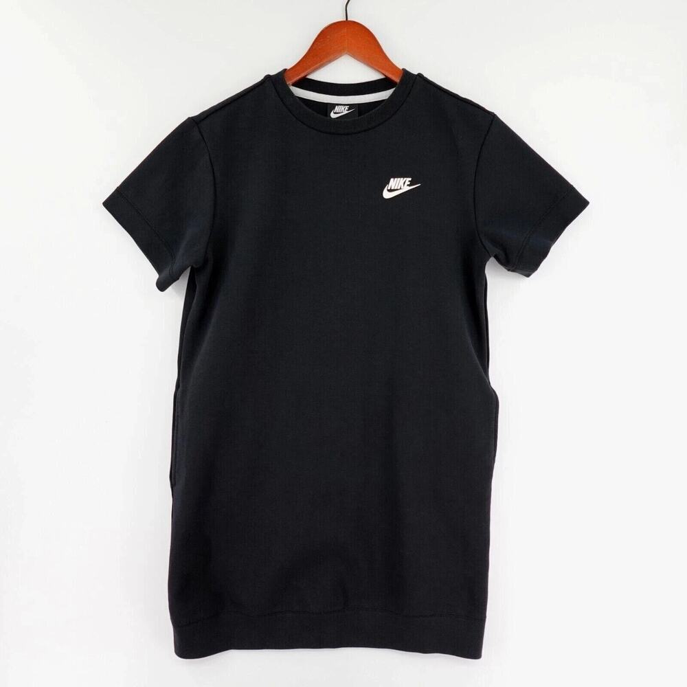 Nike Shirt Dress Women's Size Small Black Tech Fleece Sporty Y2K Sportwear Comfy